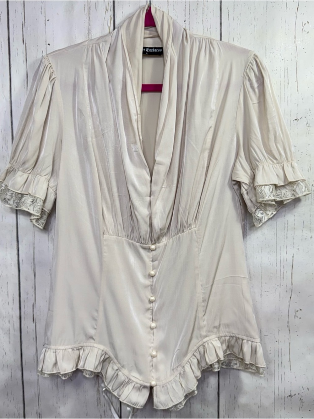 Scarlet Darkness Cream Lace Corset Back Blouse Gothic Fairycore Cottagecore L